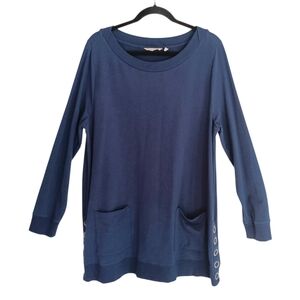 Soft Surroundings Navy Blue Tunic Top Women's Size XL Style 100924